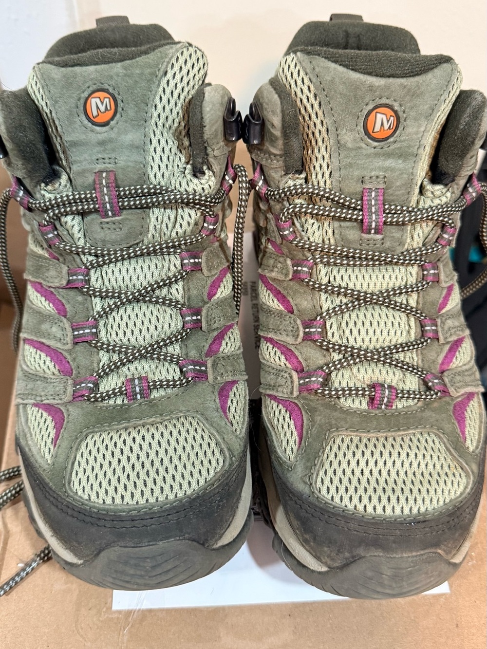 Merrell Olive Green and Pink Lace-Up Hiking Boots